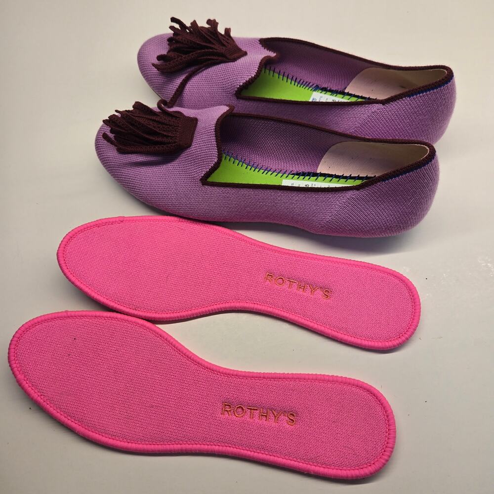 Rothy's Sz 8 Limited Edition The Merino Wool Tassel Slip On Loafer Flat Lavender - Picture 5 of 6